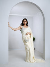 Load image into Gallery viewer, Cream Classic Saree With Diamond Blouse