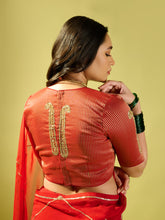 Load image into Gallery viewer, Maroon Keri Jaal Saree With Stripe Blouse