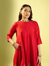 Load image into Gallery viewer, Maroon Shoulder Kali Kurta With Pant And Dupatta