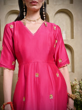Load image into Gallery viewer, Hot Pink Mor Short Kurta Palazzo Set