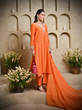 Load image into Gallery viewer, Orange Paisley Kurta Set