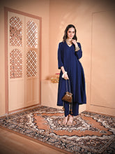 Load image into Gallery viewer, Navy Blue Palm Tree Pocket Kurta Set