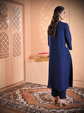 Load image into Gallery viewer, Navy Blue Palm Tree Pocket Kurta Set
