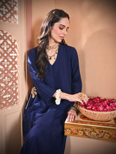 Load image into Gallery viewer, Navy Blue Palm Tree Pocket Kurta Set