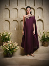Load image into Gallery viewer, Dark Wine One Shoulder Dress Set