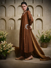Load image into Gallery viewer, Brown Chand Kurta With Pant & Dupatta