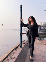 Load image into Gallery viewer, Black Floral Trench Set