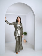 Load image into Gallery viewer, Black Tailored Jacket With Wide Leg Pants