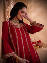 Load image into Gallery viewer, Maroon Kali Kurta Set