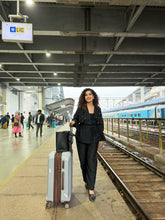 Load image into Gallery viewer, Black Floral Trench Set