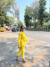 Load image into Gallery viewer, Yellow Chand Wrap Co-ord Set