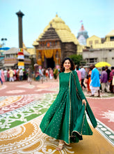 Load image into Gallery viewer, Rama Green Mogra Anarkali Set