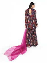 Load image into Gallery viewer, Navy Blue Print Peplum Sharara Set