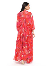 Load image into Gallery viewer, Red Layered Kaftan With Pant