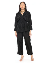 Load image into Gallery viewer, Black Floral Trench Set