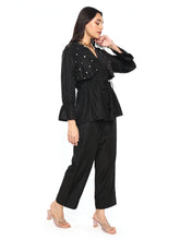 Load image into Gallery viewer, Black Floral Trench Set