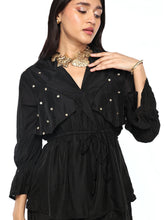 Load image into Gallery viewer, Black Floral Trench Set