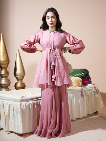 Rose Peplum Palazzo Set