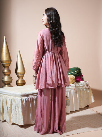 Rose Peplum Palazzo Set