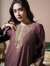 Load image into Gallery viewer, Brown Kaftan Kurta Set
