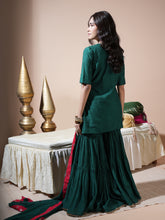 Load image into Gallery viewer, Rama Green Floral Jaal Kurta Garara Set
