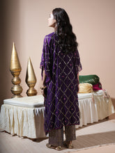 Load image into Gallery viewer, Deep Purple Geometric Jaal Kaftan Set
