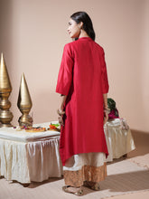 Load image into Gallery viewer, Red Badla/Mukeish Kurta With Lumpi Pants
