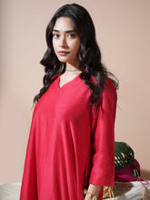 Load image into Gallery viewer, Red Badla/Mukeish Kurta With Lumpi Pants
