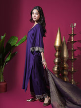 Load image into Gallery viewer, Deep Purple Scallop Kurta Set
