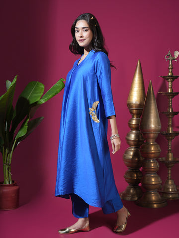 Royal Blue Mor Pocket Kurta Set