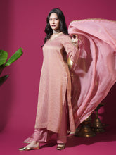 Load image into Gallery viewer, Rose Asopalav Leaf Stripe Kurta Set
