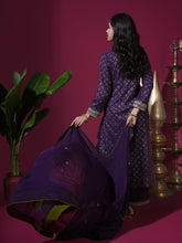 Load image into Gallery viewer, Deep Purple Zari Butta Chand Long Kurta Set
