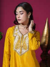 Load image into Gallery viewer, Mustard Keri Short Kurta Palazzo Set
