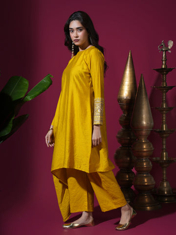 Mustard Cape Kurta Set