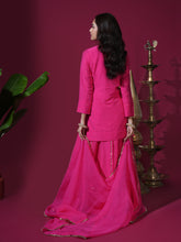 Load image into Gallery viewer, Pink Geometric Jaal Short Kurta Palazzo Set
