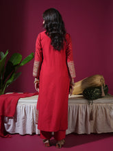 Load image into Gallery viewer, Red Sequence Long Kurta Set
