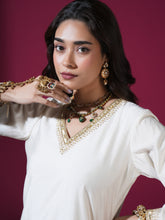 Load image into Gallery viewer, Off White V Neck Marori Kurta Set
