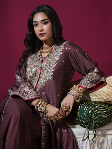 Brown Jacket Kurta Set