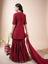 Load image into Gallery viewer, Maroon Floral Jaal Kurta Garara Set
