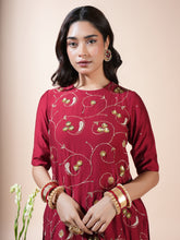 Load image into Gallery viewer, Maroon Floral Jaal Kurta Garara Set
