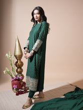 Load image into Gallery viewer, Bottle Green Sequence Long Kurta Set
