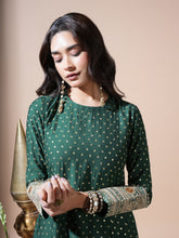 Load image into Gallery viewer, Bottle Green Sequence Long Kurta Set
