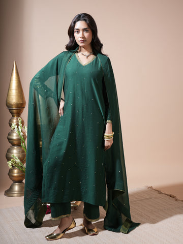 Rama Green Keri Long Kurta Set