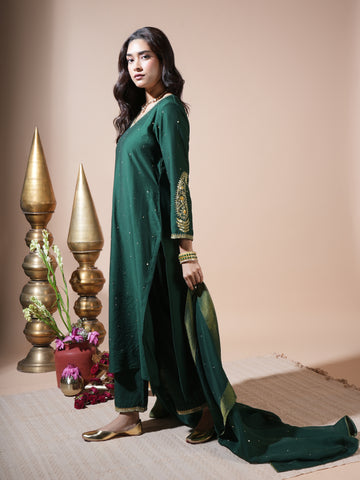 Rama Green Keri Long Kurta Set