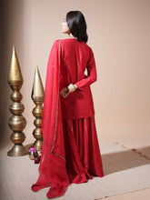 Load image into Gallery viewer, Red Geometric Jaal Short Kurta Palazzo Set
