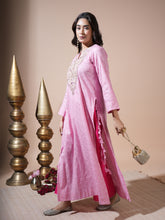 Load image into Gallery viewer, Pink Zari Butta Kaftan Kurta Set
