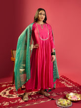 Load image into Gallery viewer, Hot Pink U Yoke Gathered Kurta Set
