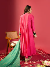 Load image into Gallery viewer, Hot Pink U Yoke Gathered Kurta Set
