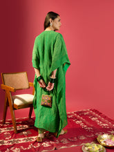 Load image into Gallery viewer, Green Crinkle Kaftan Set
