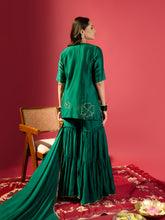 Load image into Gallery viewer, Rama Green Kurta With Garara Set
